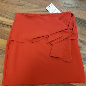Zara red twist tie short red skirt